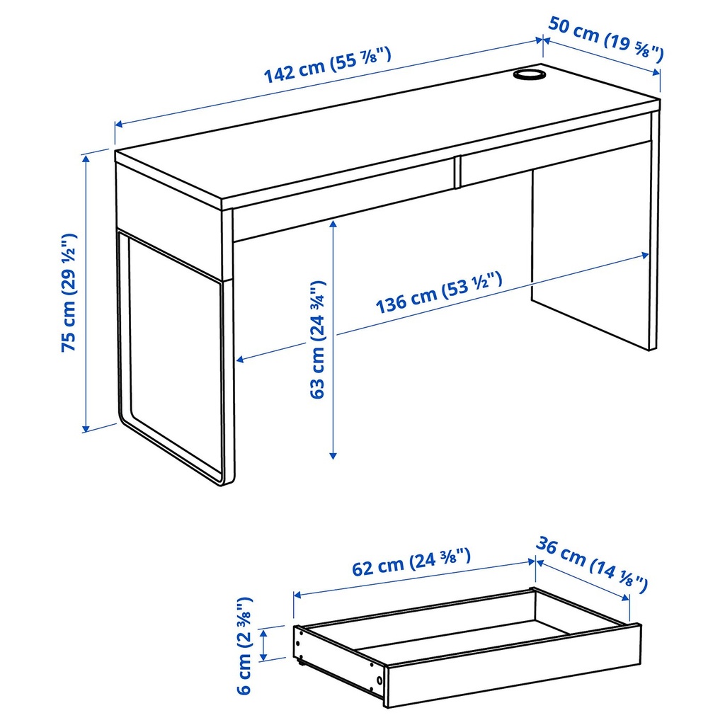 MICKE Desk - white 142x50 cm - image 3