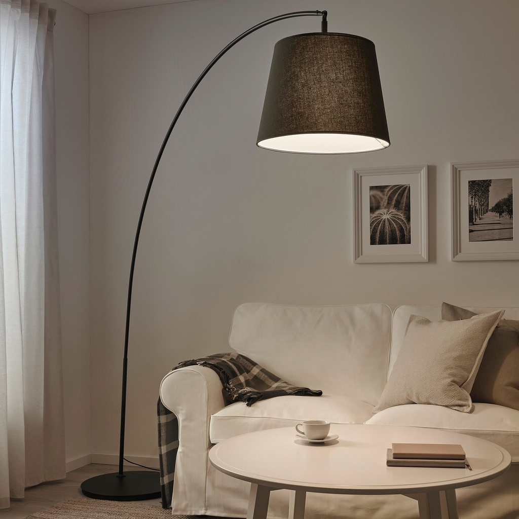 SKAFTET Floor lamp base, arched - black