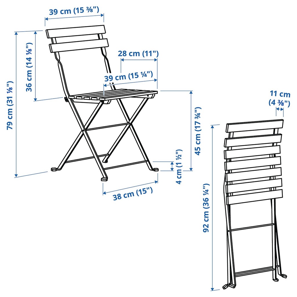 TÄRNÖ Chair, outdoor - foldable black/light brown stained