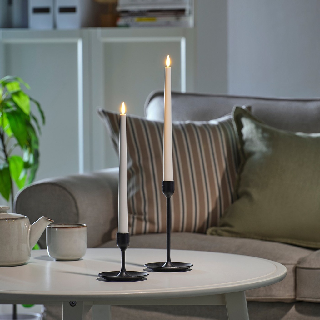 SMÅLOM LED taper candle - battery-operated white