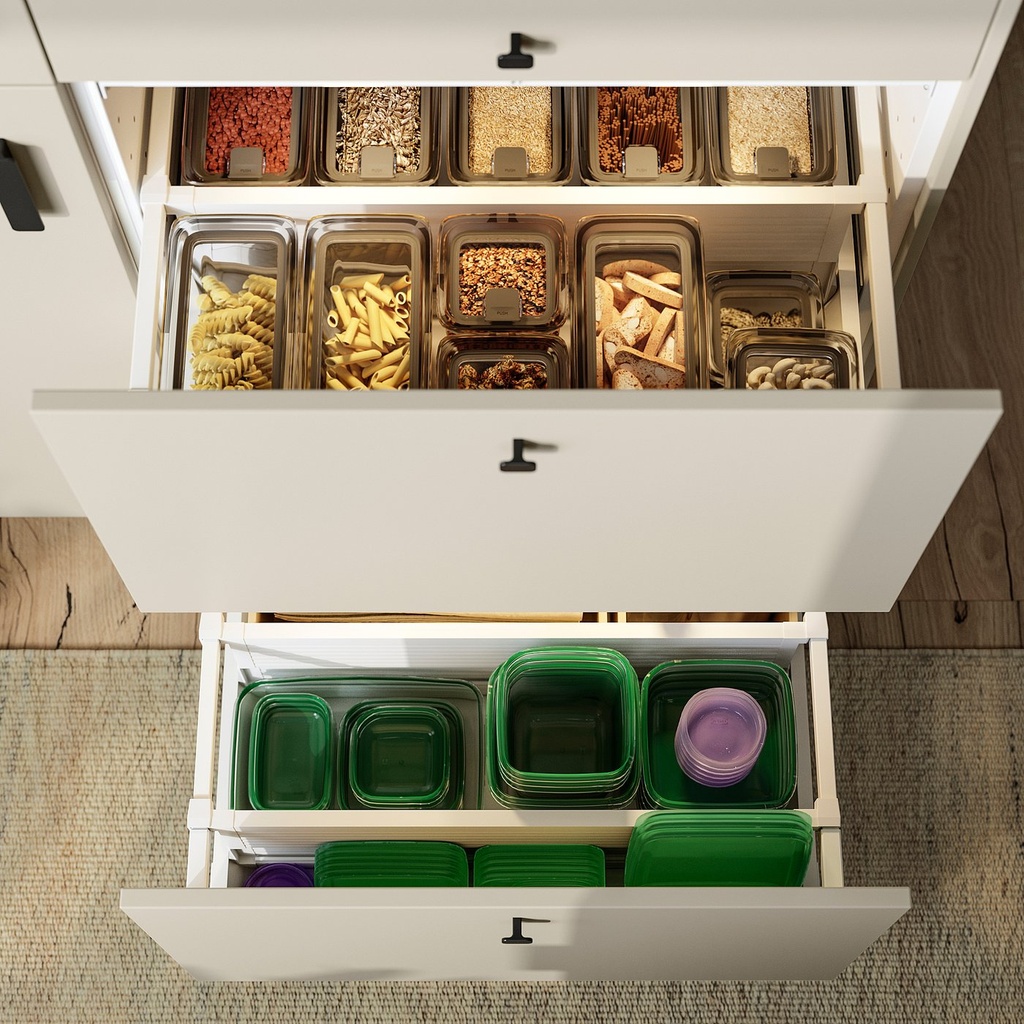PRUTA Food container with lid, set of 17 - green