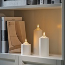 SMÅLOM LED pillar candle - battery-operated white 19 cm