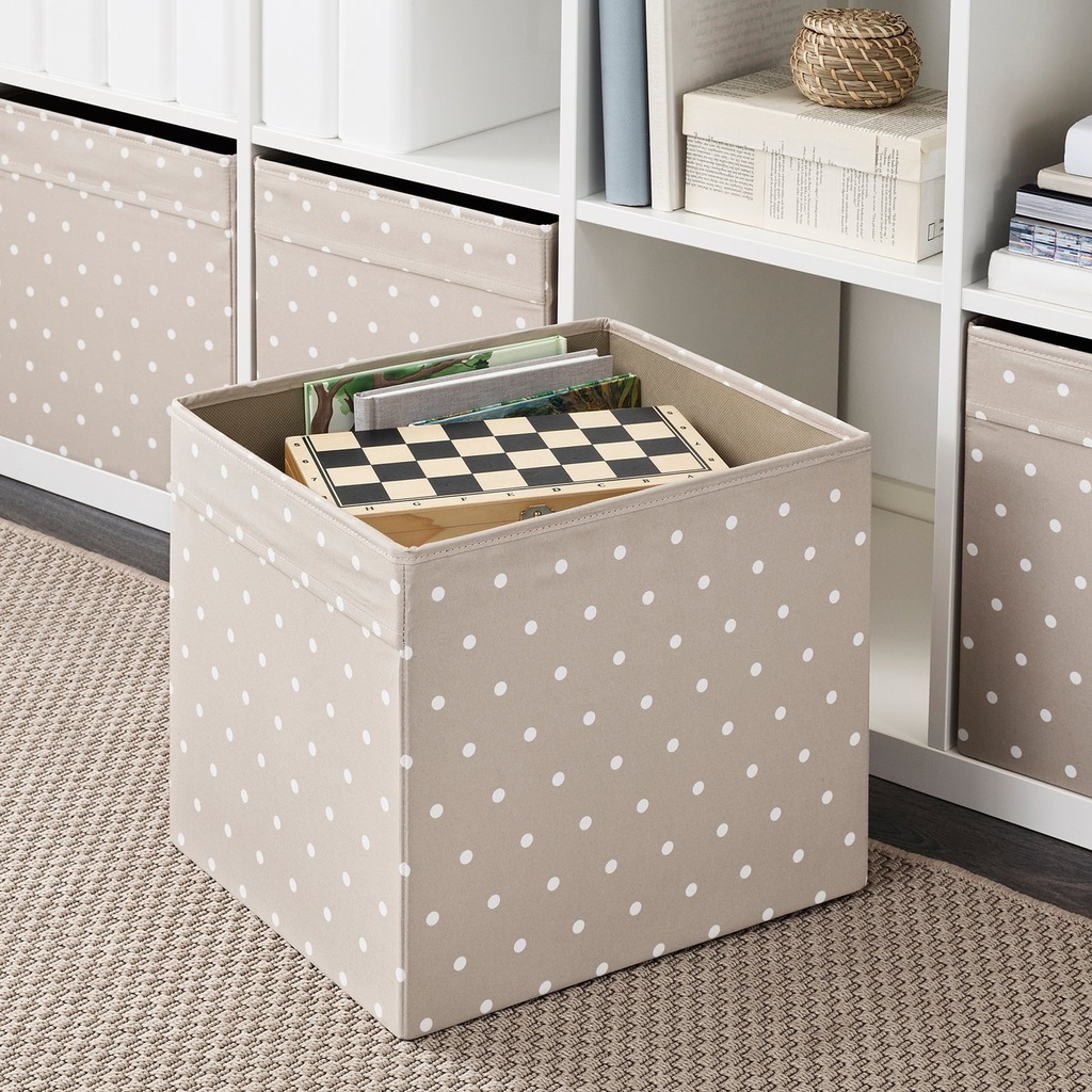 DRÖNA Box - beige/dotted 33x38x33 cm