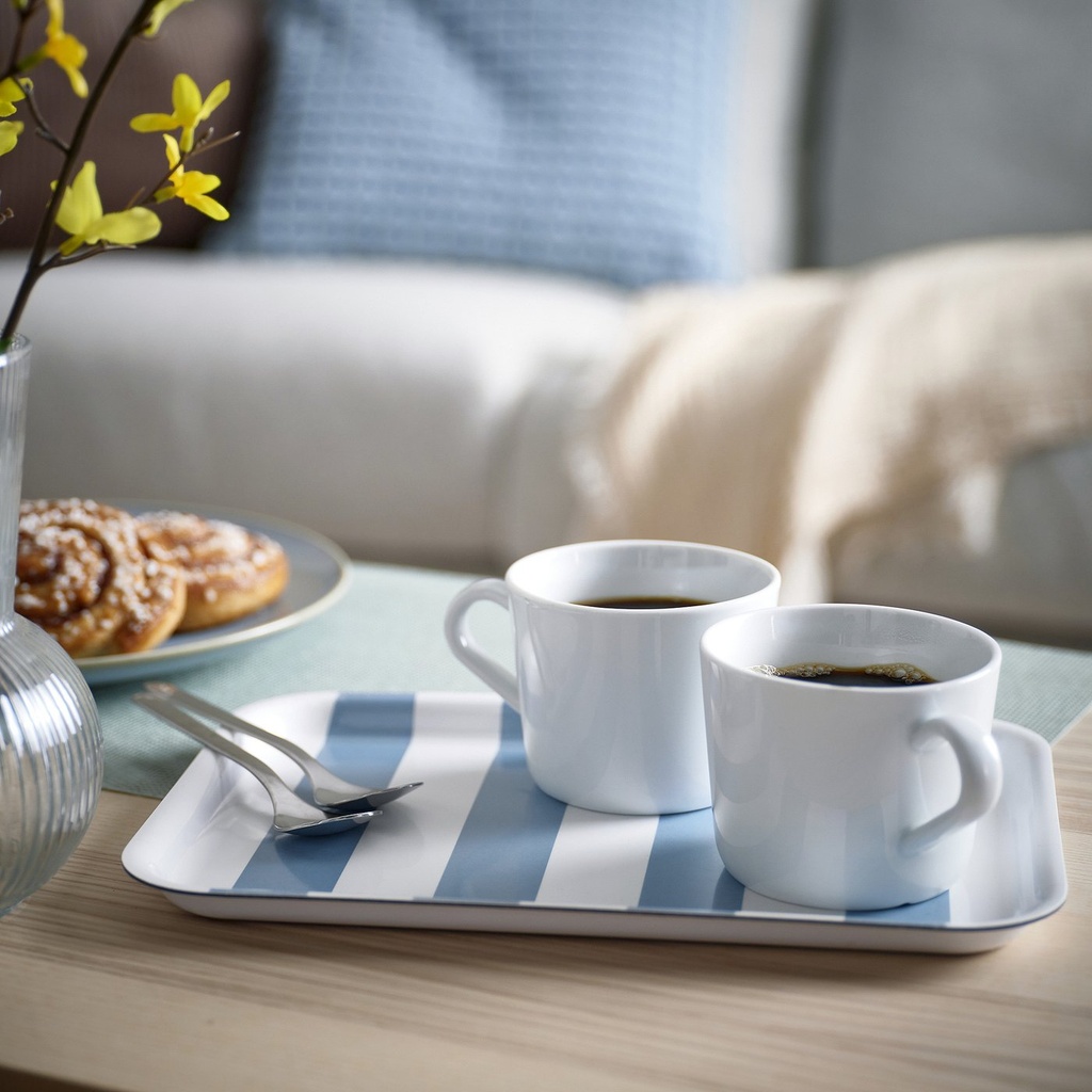 SOLDATFISK Tray - striped white/grey-blue 20x28 cm