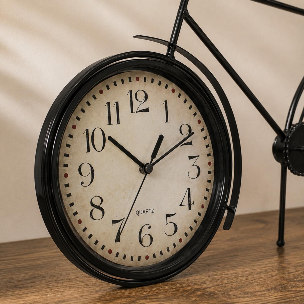 Bicyle Table Clock 60x38cm - Black