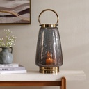 Hina Metal Lantern With Crackled Glass Design 25x25x40.5cm - Black/Gold