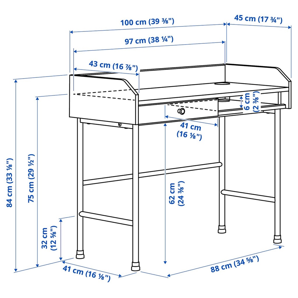 HAUGA Desk - white 100x45 cm