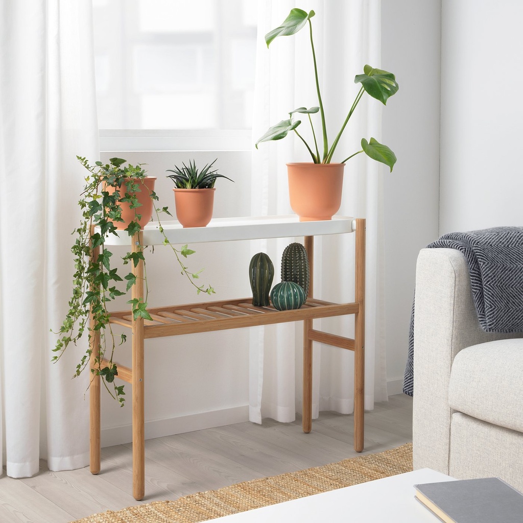 SATSUMAS Plant stand - bamboo/white 27 1/2"