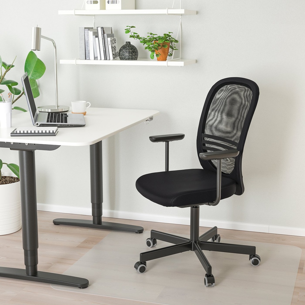 FLINTAN Office chair with armrests - black