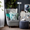 STRANDMON Wing chair - Vibberbo black/beige