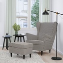 STRANDMON Wing chair - Vibberbo black/beige