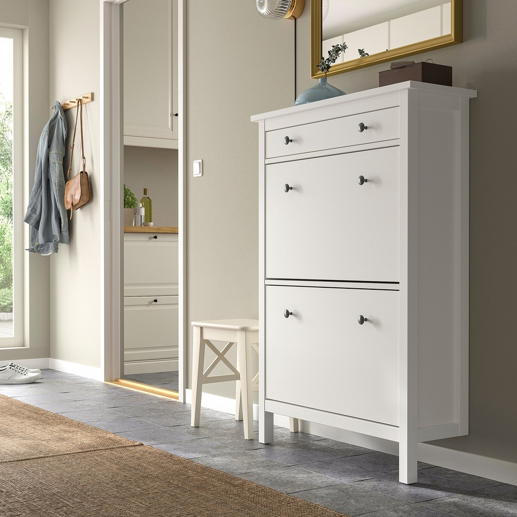 HEMNES Shoe cabinet with 2 compartments - white 89x30x127 cm