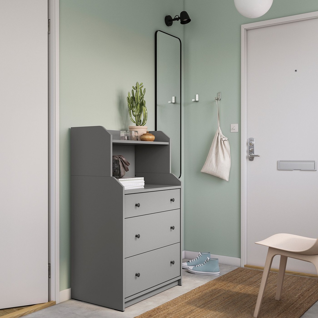 HAUGA 3-drawer dresser with shelf - gray 27 1/2x18 1/8x45 5/8 "