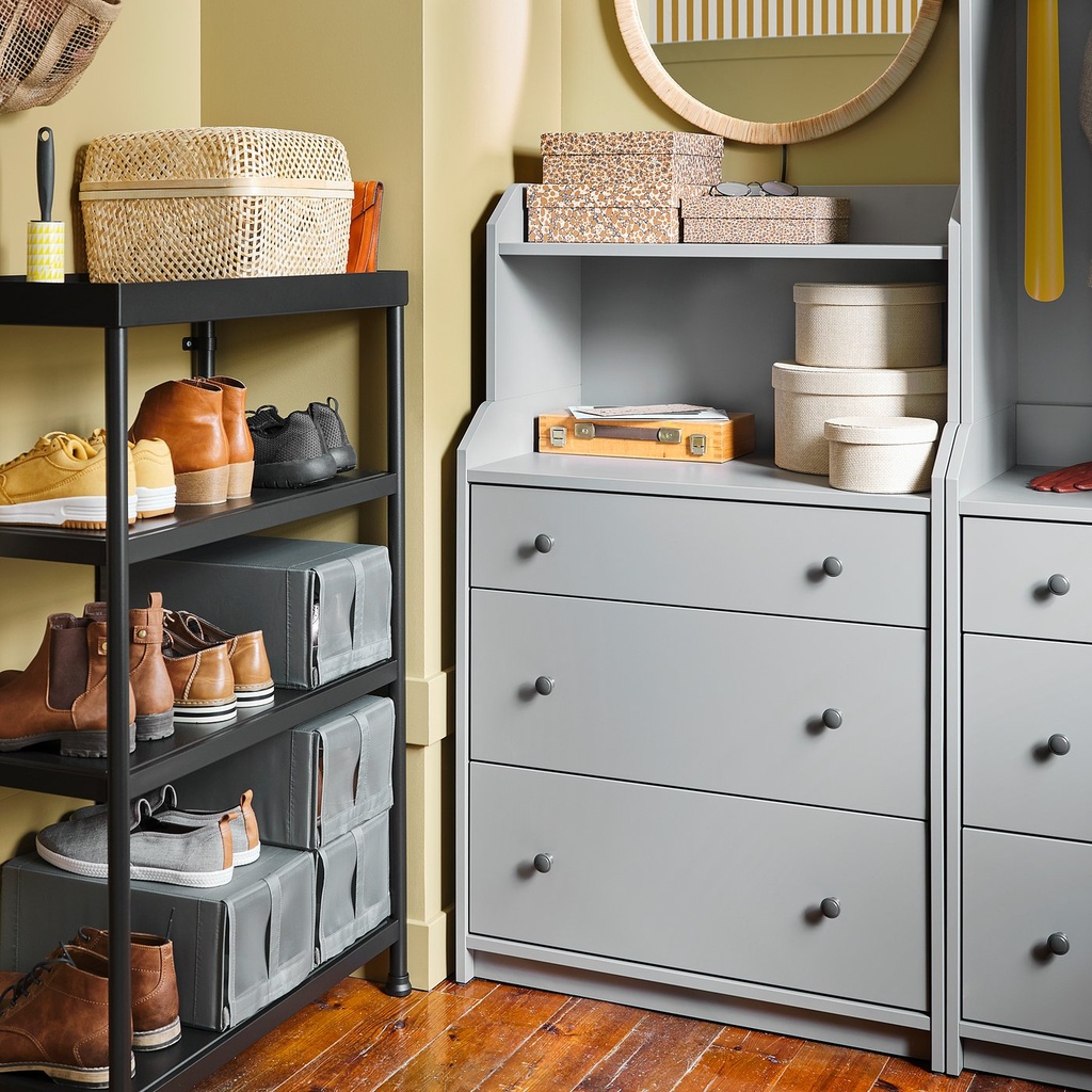 HAUGA 3-drawer dresser with shelf - gray 27 1/2x18 1/8x45 5/8 "