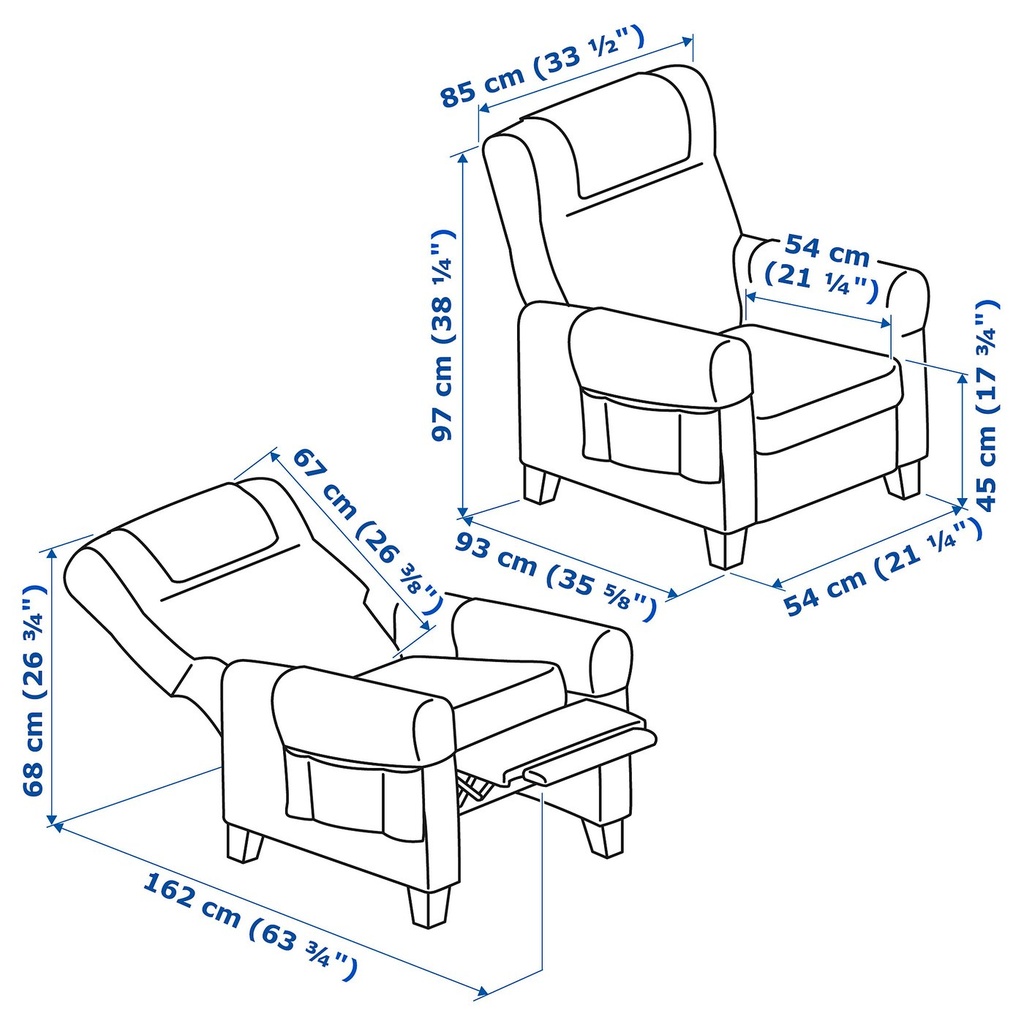 MUREN Recliner - Remmarn light grey