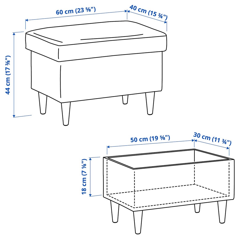 STRANDMON Ottoman with storage - Nordvalla dark gray