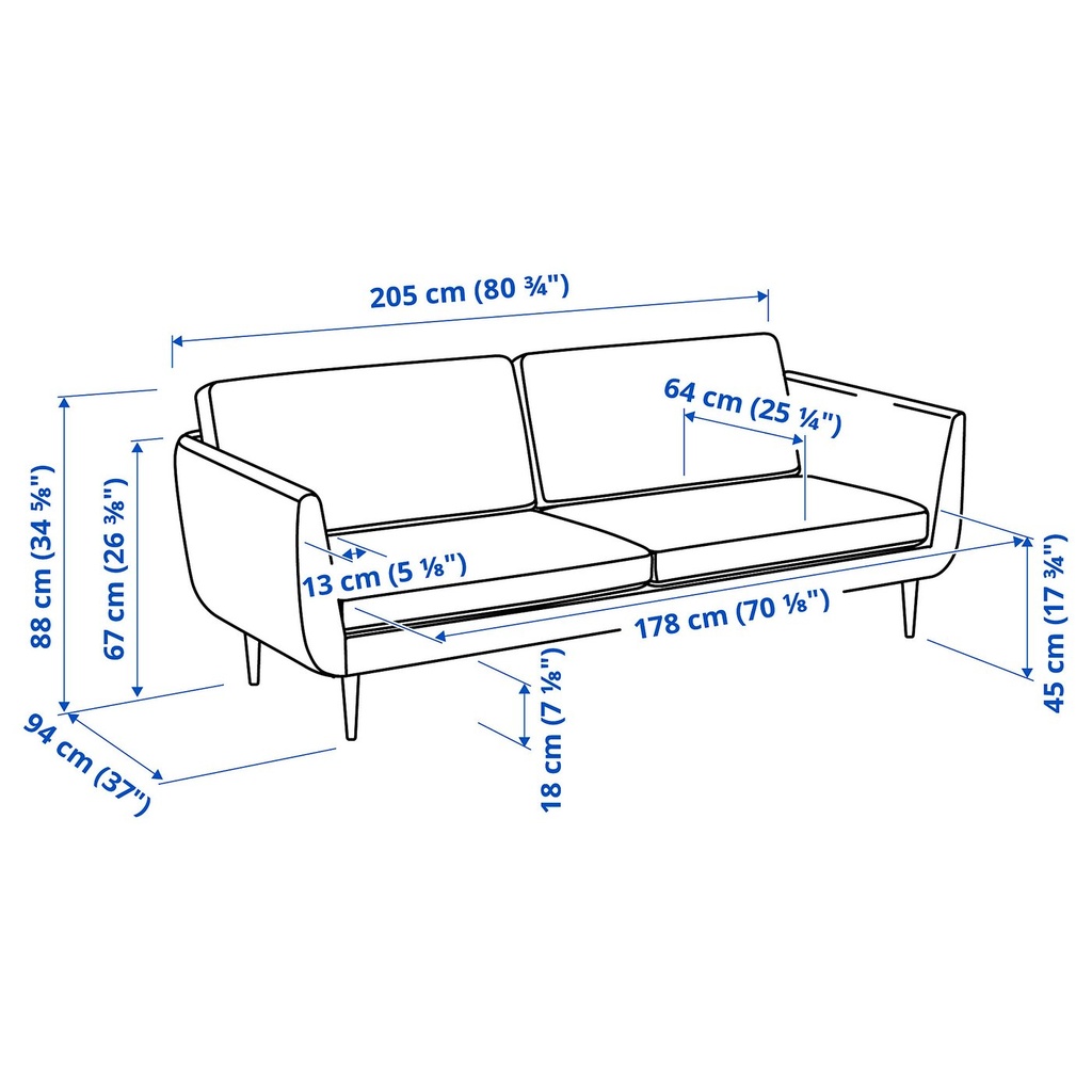 SMEDSTORP 3-seat sofa - Djuparp/dark grey oak