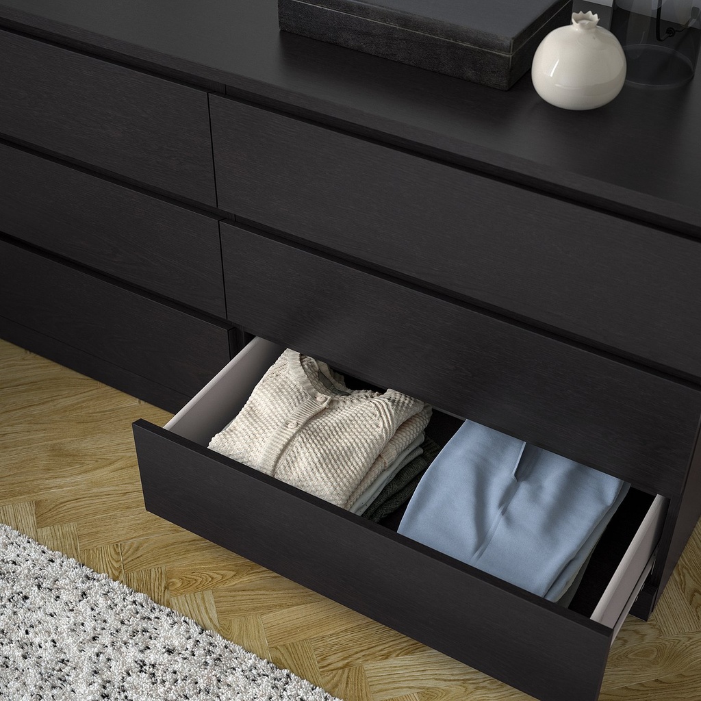 MALM Chest of 6 drawers - black-brown 160x78 cm (63x30 3/4 ")