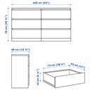 MALM Chest of 6 drawers - black-brown 160x78 cm (63x30 3/4 ")