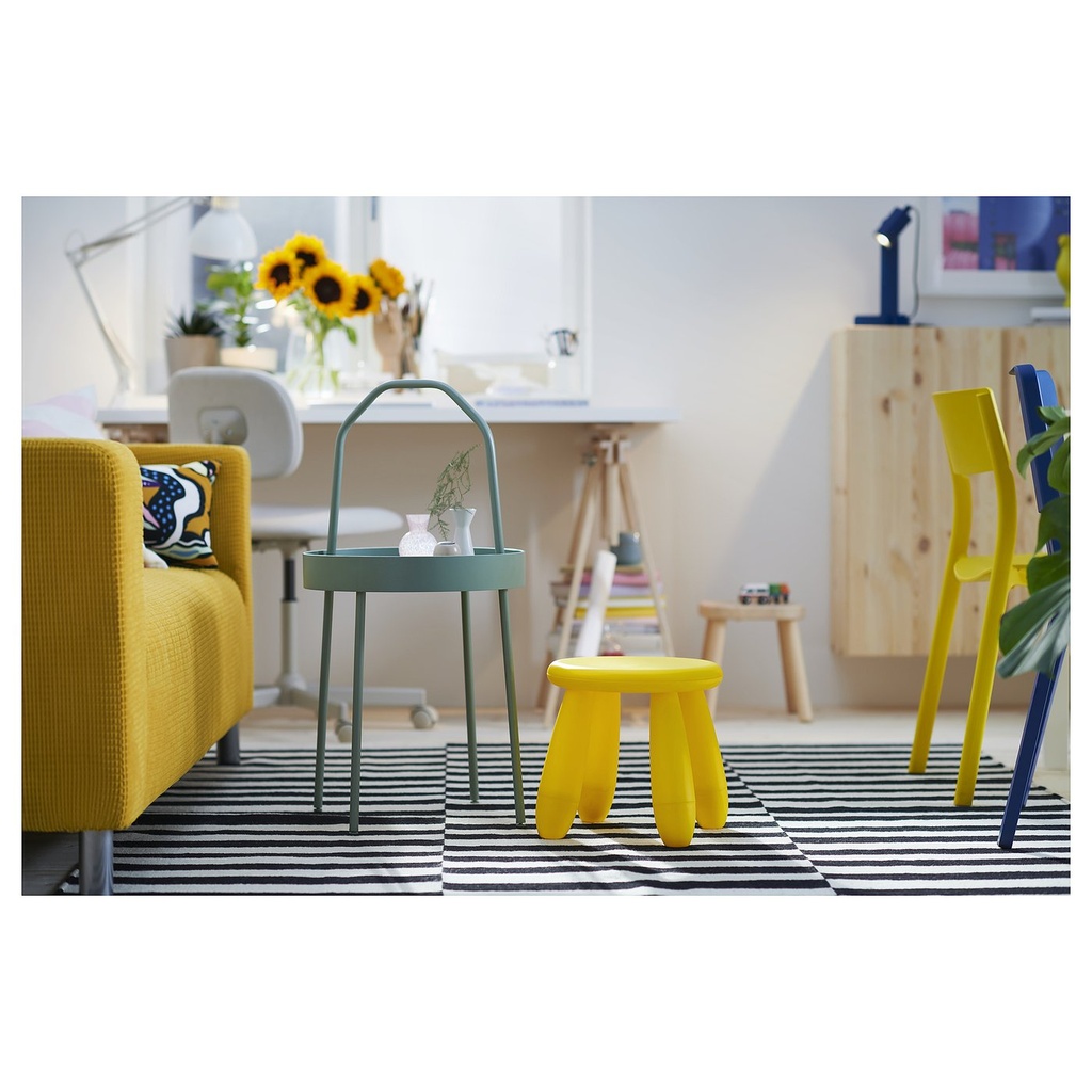 BURVIK Side table - light grey-green 38 cm