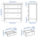 HEMNES Chest of 3 drawers - grey stained 108x96 cm