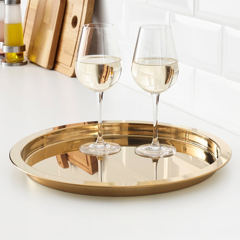GLATTIS Tray - brass-colour 38 cm