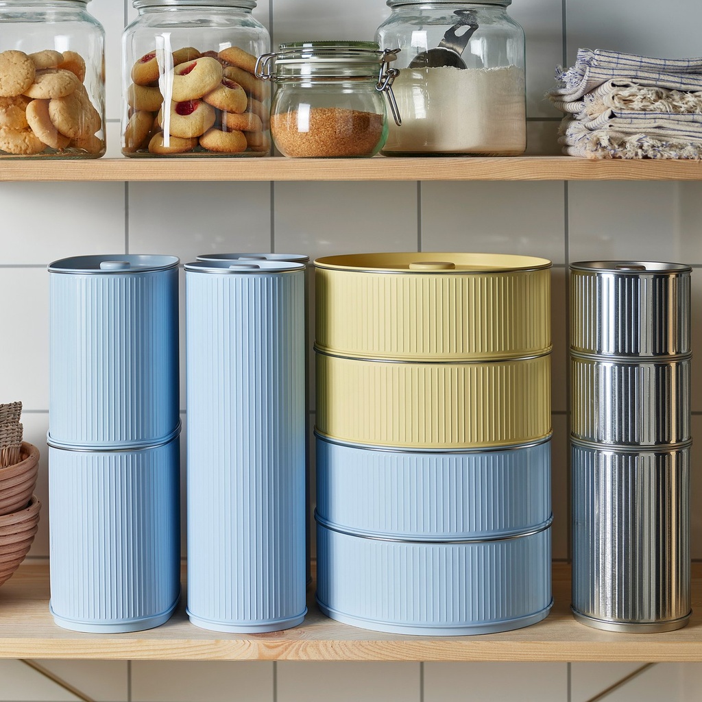 BETTHAJ Tin with lid - for coffee/tea/silver-colour 1.3 l