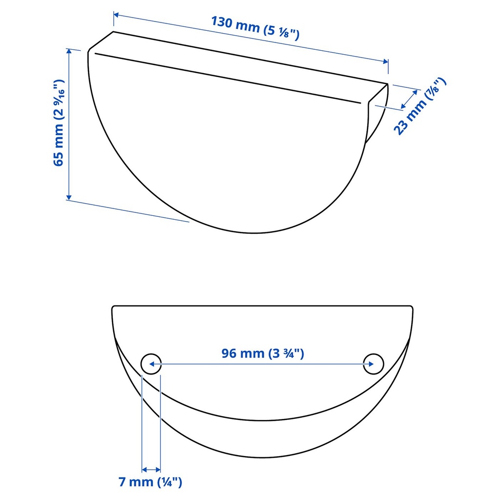 BEGRIPA Handle - white/half-round 130 mm