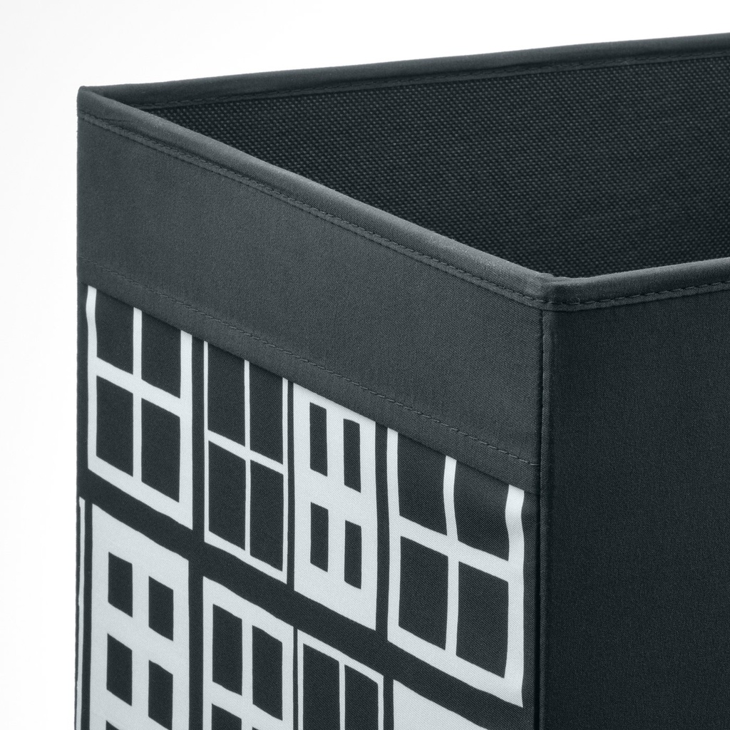 DRÖNA Box - black/patterned 33x38x33 cm