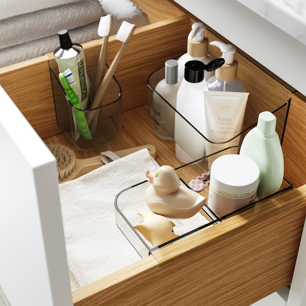 VISSLAÅN Drawer organisers, set of 3 - grey