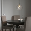 JAKOBSBYN / JÄLLBY Pendant lamp - clear glass/nickel-plated