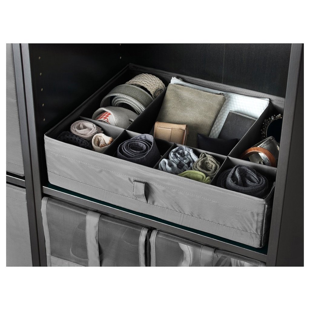 SKUBB Box with compartments - dark grey 44x34x11 cm