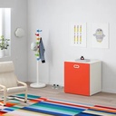 خزانة للألعاب IKEA STUVA STUVA FRITIDS، على عجلات، أبيض/أحمر، 60x50x64 سم