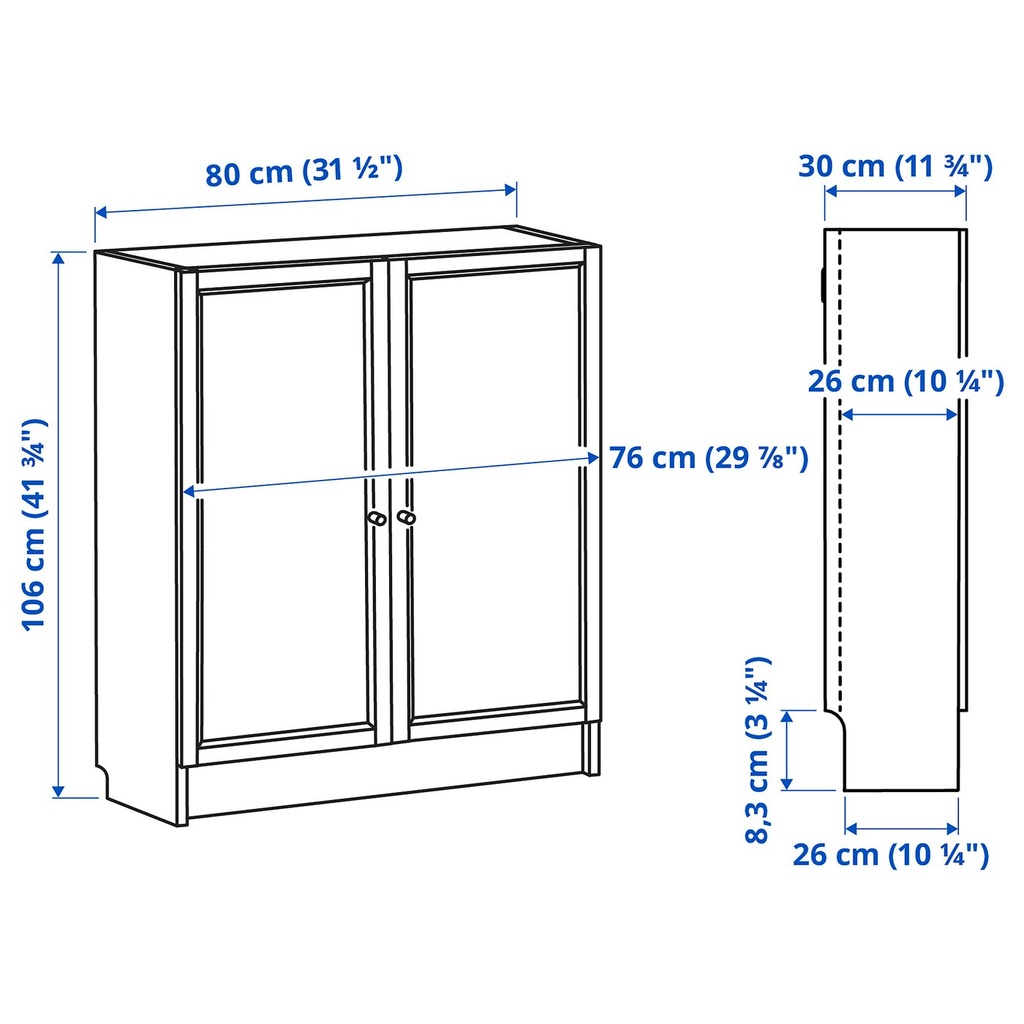 BILLY / OXBERG Bookcase with doors - black oak effect 80x30x106 cm - image 6