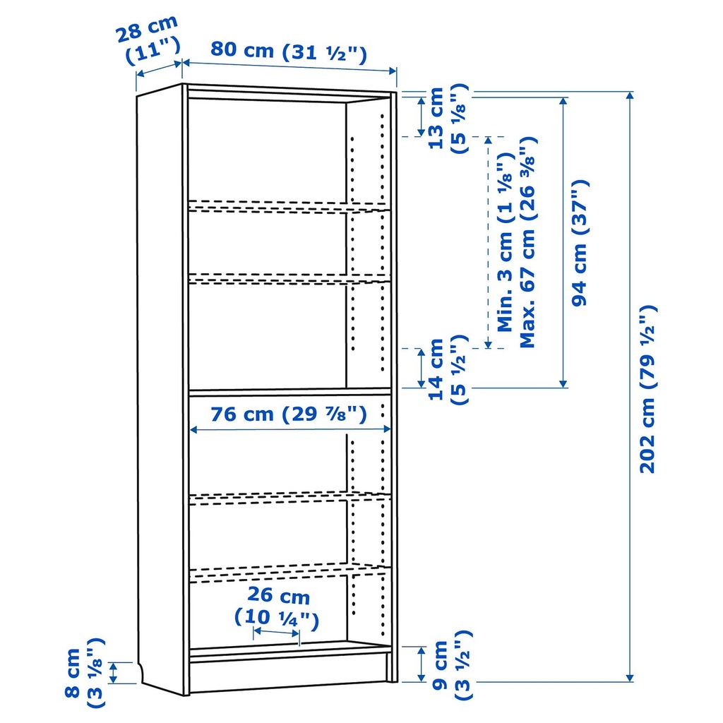 BILLY Bookcase - black oak effect 80x28x202 cm - image 5