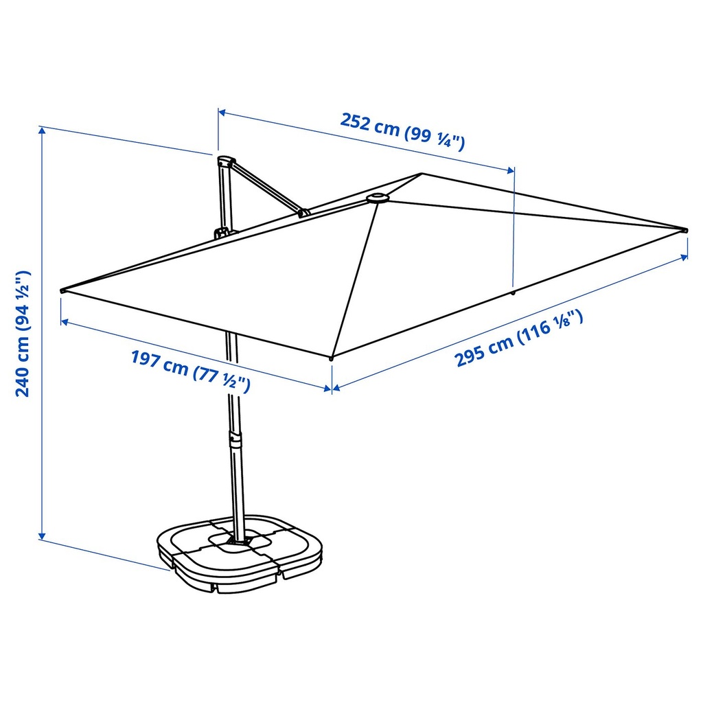 SVALÖN Parasol, hanging - light grey-beige 300x200 cm - image 8