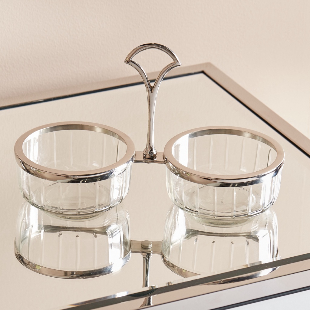 Terreno 2-Piece Attached Glass Bowl Set - 30x13x23 cm