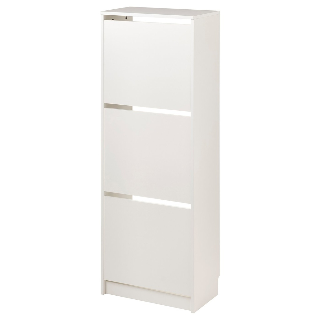 [10530259] BISSA Shoe cabinet with 3 compartments - white 49x28x135 cm