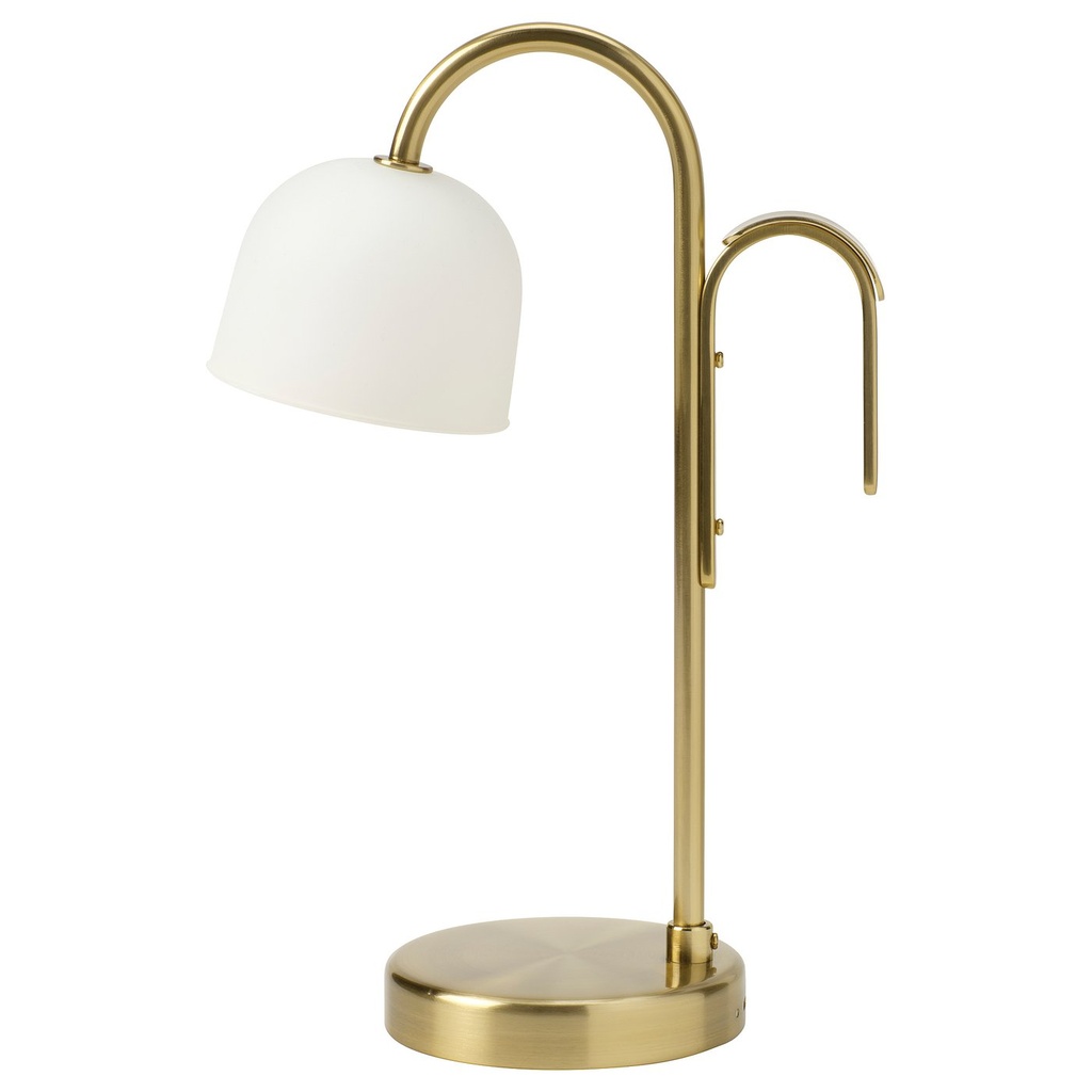 [60597780] مصباح LED محمول TVÅMASTAD - يعمل بالبطارية، نحاسي/زجاج أبيض أوبال