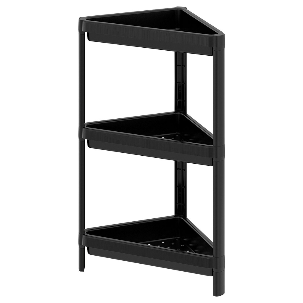 [30471094] VESKEN Corner shelf unit - black 33x33x71 cm