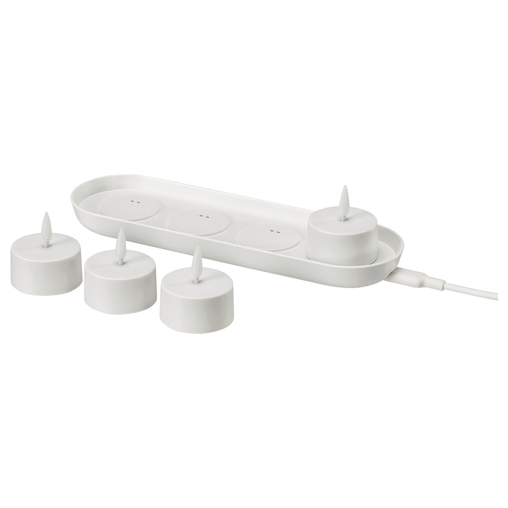 [00611595] SKATGÅS LED tealight kit - with charging tray white