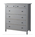 HEMNES Chest of 6 drawers - grey stained 108x131 cm