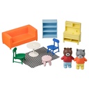HUSET Dollhouse furniture and figures - living room/kitchen multicolour