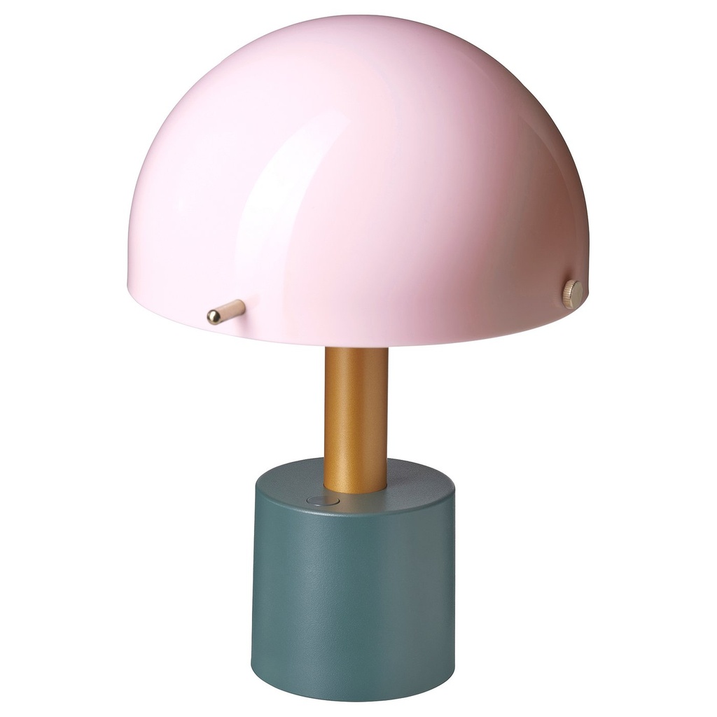[50575905] NÖDMAST LED portable lamp, battery operated - light pink/dark grey-green 26 cm