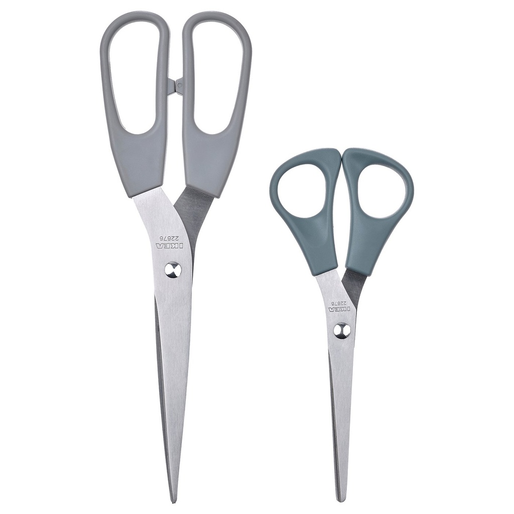 SVÄRDFISK Scissors, set of 2 - stainless steel grey/grey-turquoise