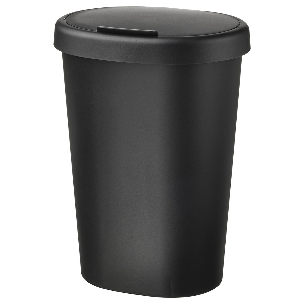 [00520500] HÖLASS Bin with lid - black 8 l