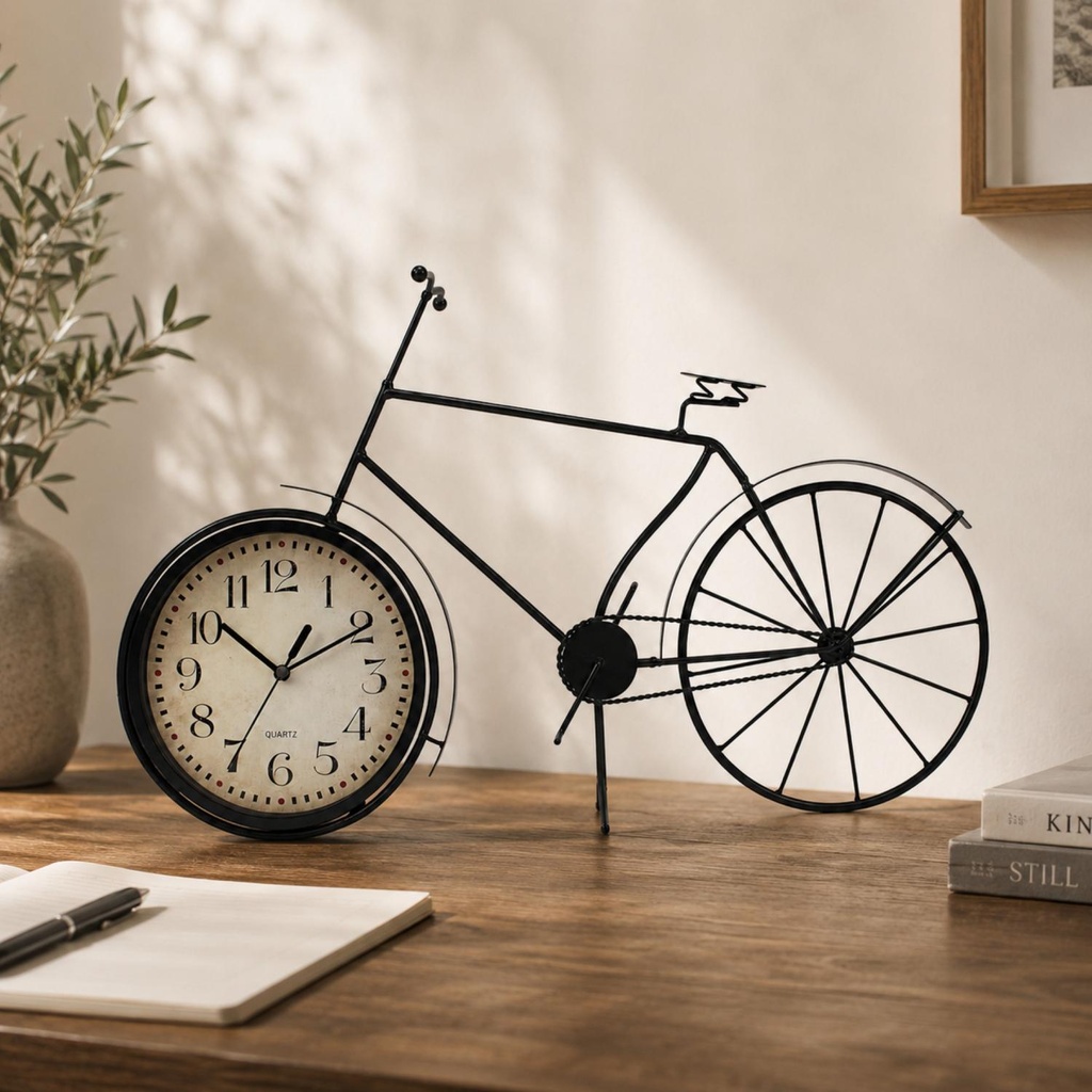 Bicyle Table Clock 60x38cm - Black