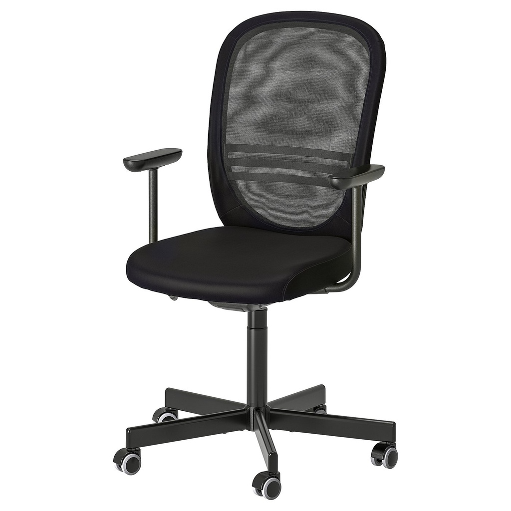 FLINTAN Office chair with armrests - black