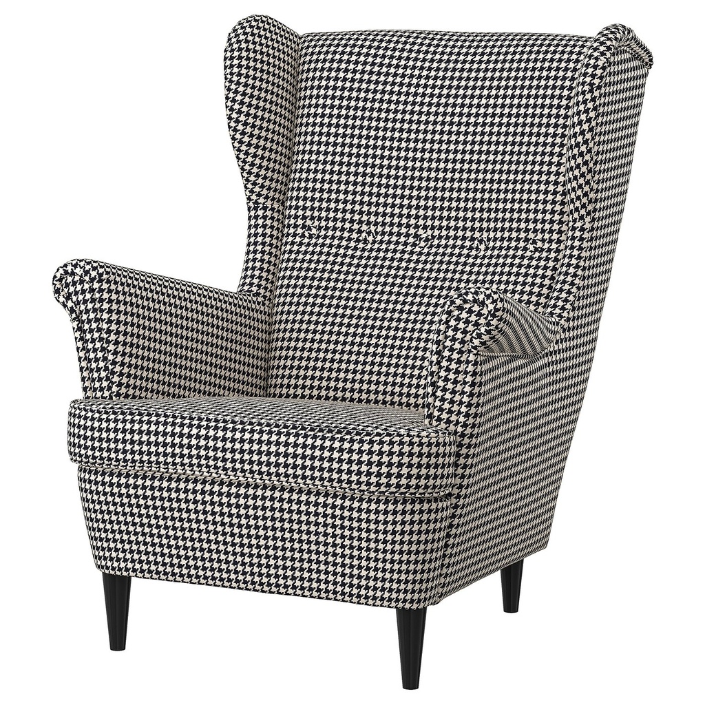 [40456960] STRANDMON Wing chair - Vibberbo black/beige