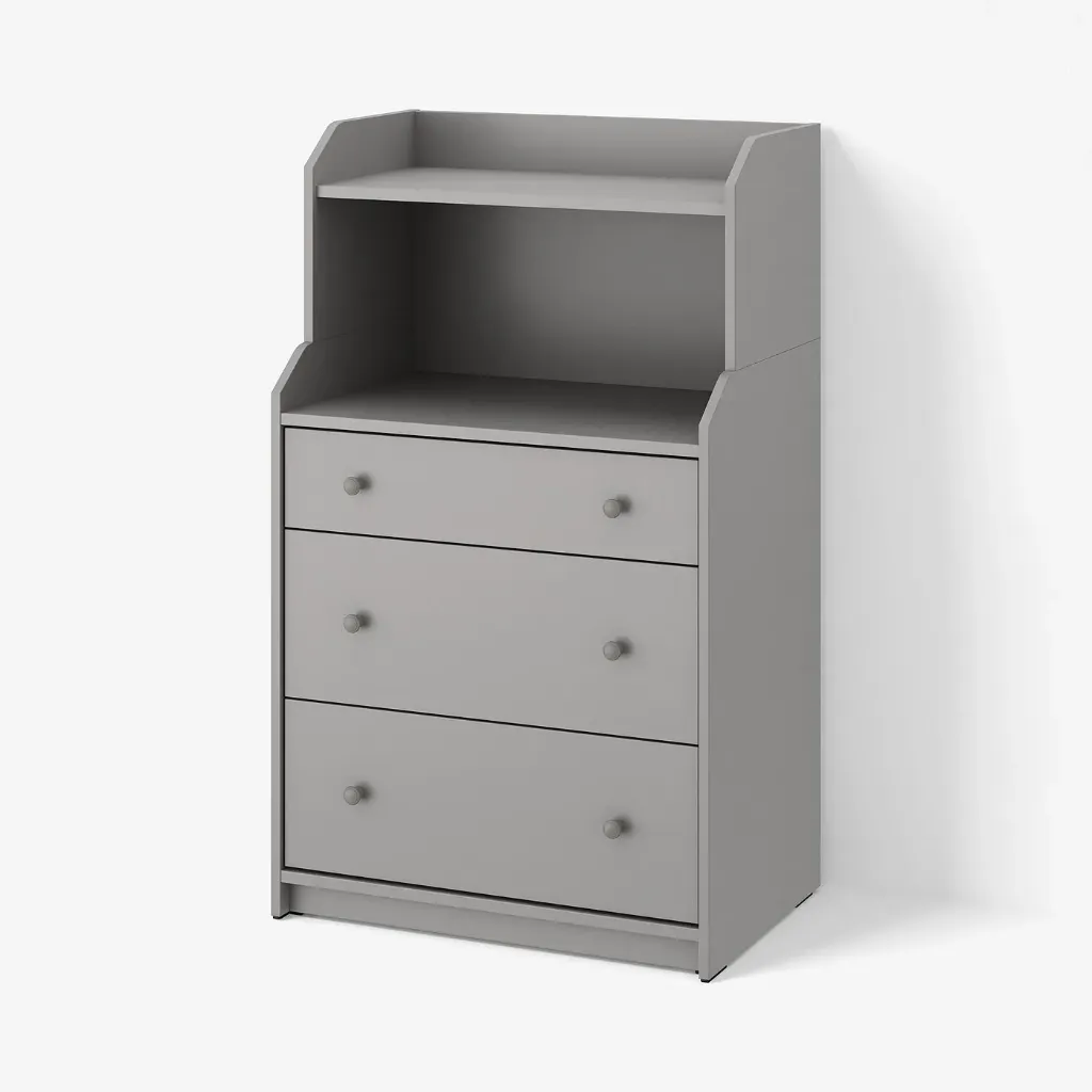 [70581528] HAUGA 3-drawer dresser with shelf - gray 27 1/2x18 1/8x45 5/8 "